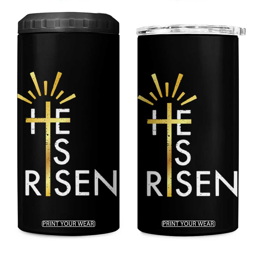 He Is Risen 4 in 1 Can Cooler Tumbler Christian Easter Day Religious Bible Verse Cross TS11 One Size: 16 oz Black Print Your Wear