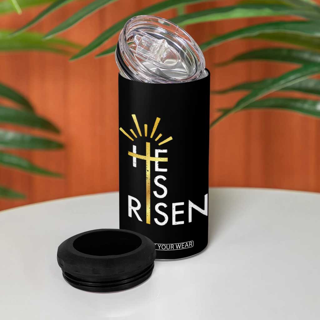 He Is Risen 4 in 1 Can Cooler Tumbler Christian Easter Day Religious Bible Verse Cross TS11 Print Your Wear