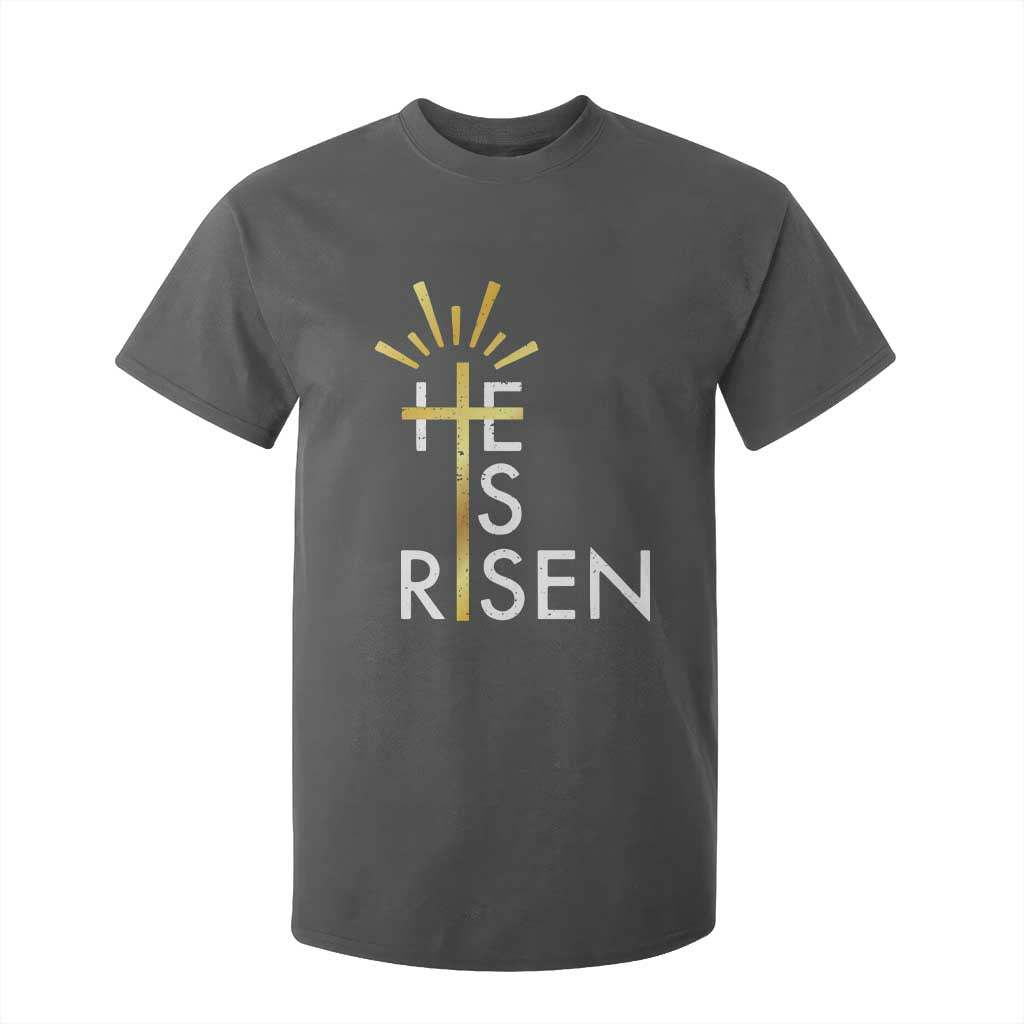 He Is Risen T Shirt For Kid Christian Easter Day Religious Bible Verse Cross TS11 Dark Heather Print Your Wear