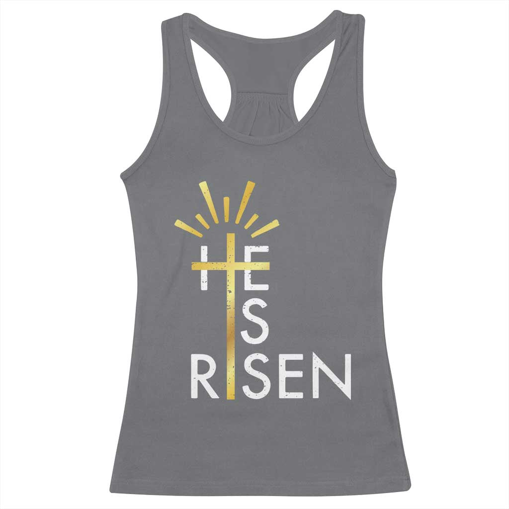 He Is Risen Racerback Tank Top Christian Easter Day Religious Bible Verse Cross TS11 Charcoal Print Your Wear