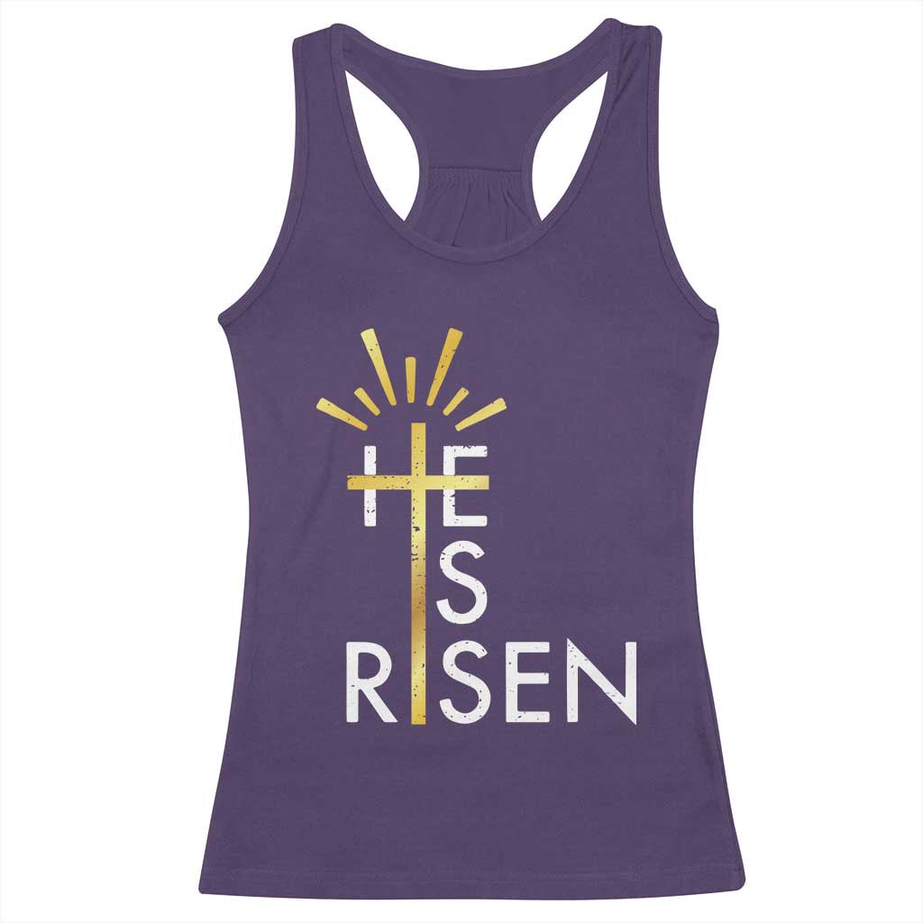 He Is Risen Racerback Tank Top Christian Easter Day Religious Bible Verse Cross TS11 Purple Print Your Wear