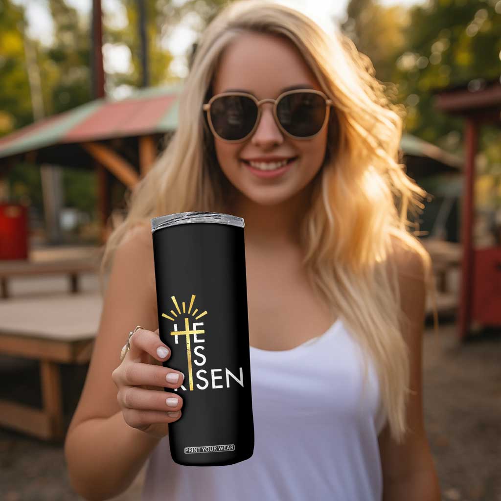 He Is Risen Skinny Tumbler Christian Easter Day Religious Bible Verse Cross TS11 Print Your Wear
