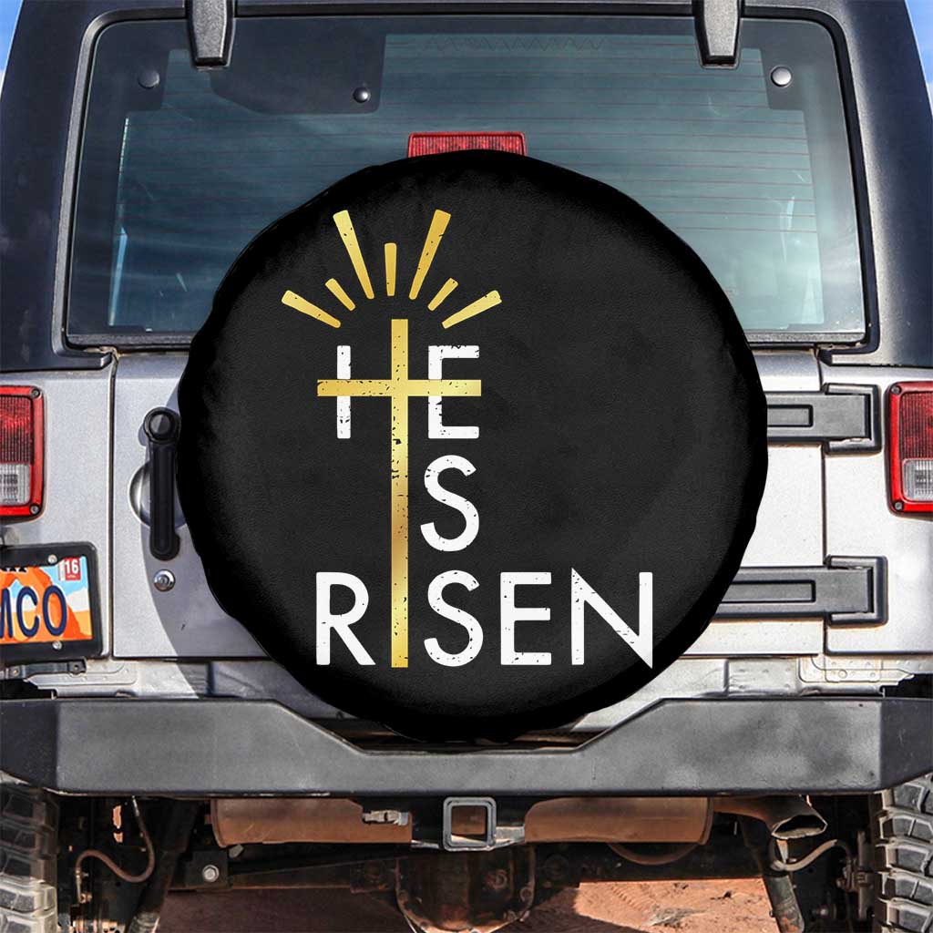He Is Risen Spare Tire Cover Christian Easter Day Religious Bible Verse Cross TS11 No hole Black Print Your Wear