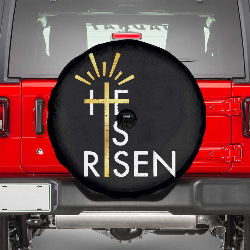 He Is Risen Spare Tire Cover Christian Easter Day Religious Bible Verse Cross TS11 Black Print Your Wear