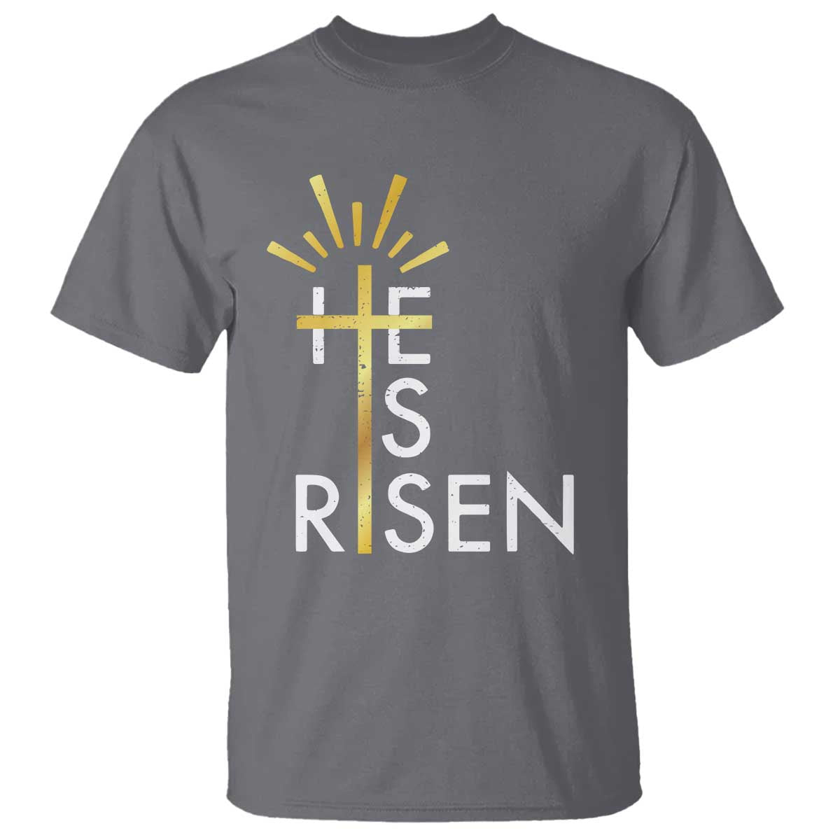 He Is Risen T Shirt Christian Easter Day Religious Bible Verse Cross TS11 Charcoal Print Your Wear
