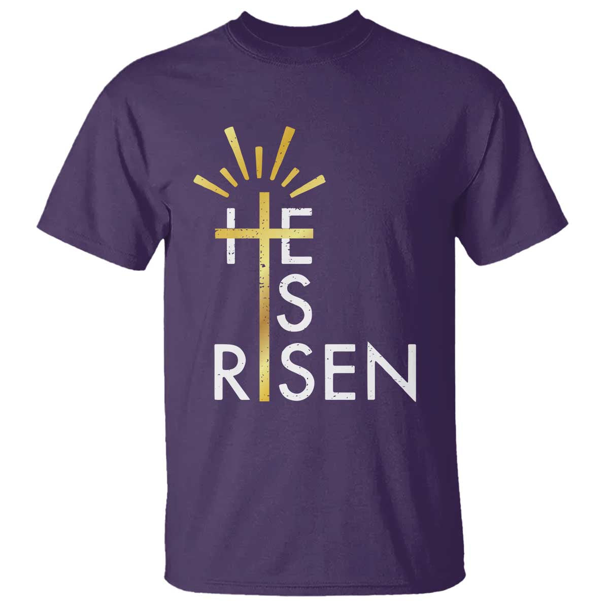 He Is Risen T Shirt Christian Easter Day Religious Bible Verse Cross TS11 Purple Print Your Wear