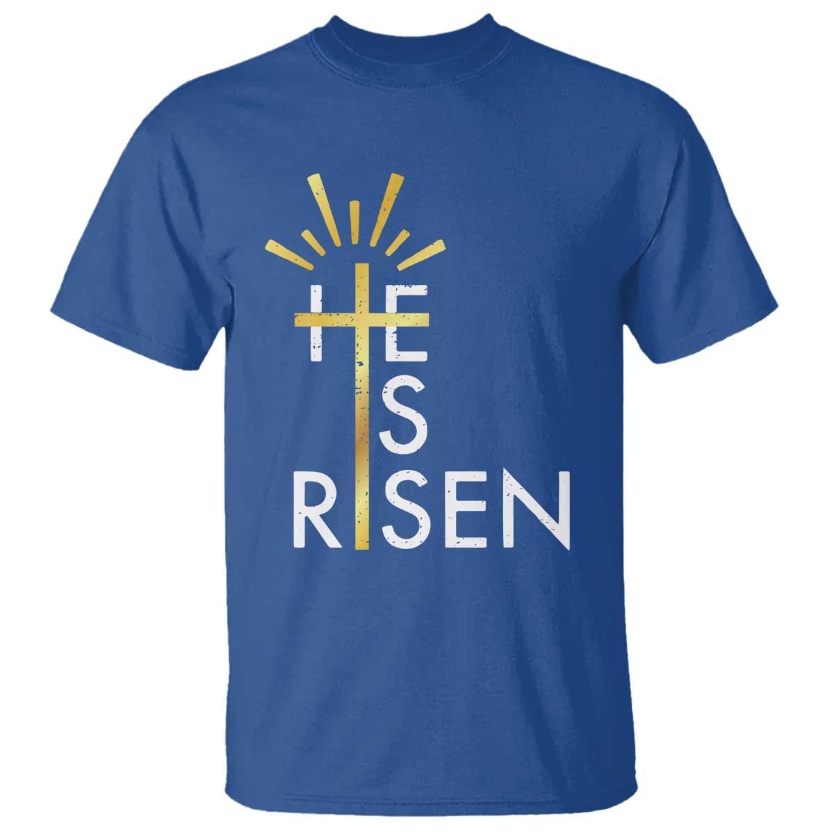 He Is Risen T Shirt Christian Easter Day Religious Bible Verse Cross TS11 Royal Blue Print Your Wear