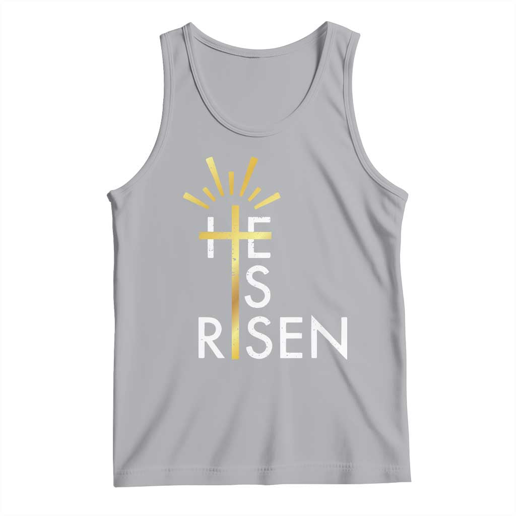 He Is Risen Tank Top Christian Easter Day Religious Bible Verse Cross TS11 Athletic Heather Print Your Wear