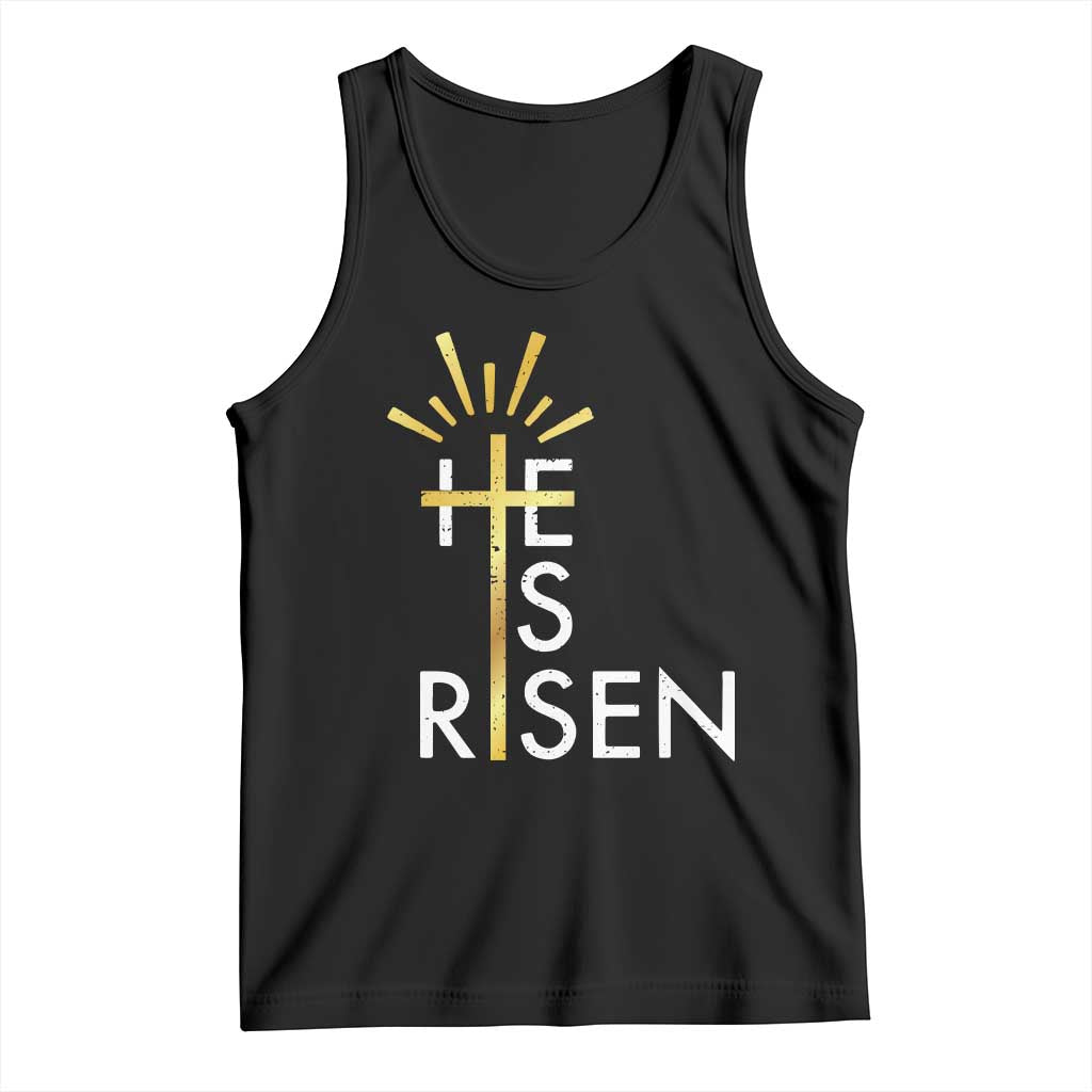 He Is Risen Tank Top Christian Easter Day Religious Bible Verse Cross TS11 Black Print Your Wear