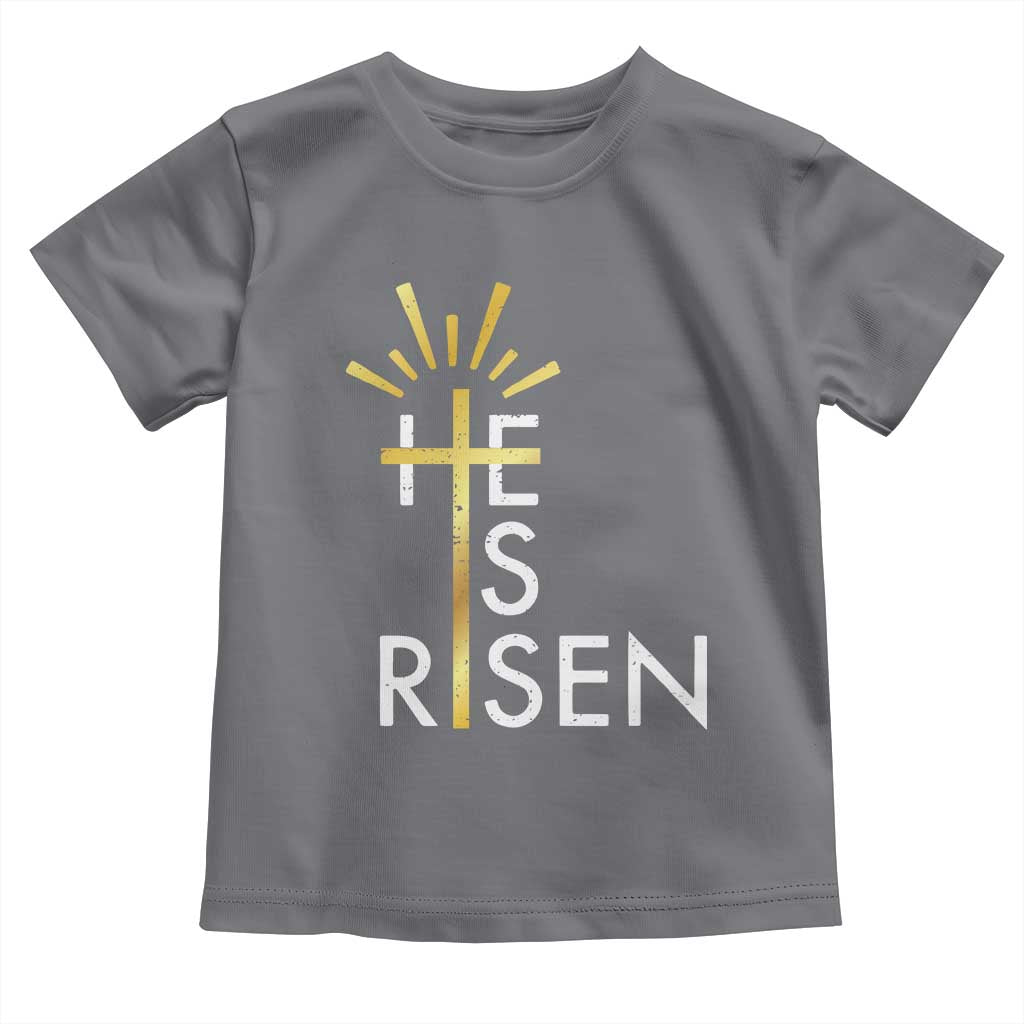 He Is Risen Toddler T Shirt Christian Easter Day Religious Bible Verse Cross TS11 Charcoal Print Your Wear