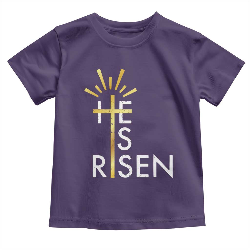 He Is Risen Toddler T Shirt Christian Easter Day Religious Bible Verse Cross TS11 Purple Print Your Wear