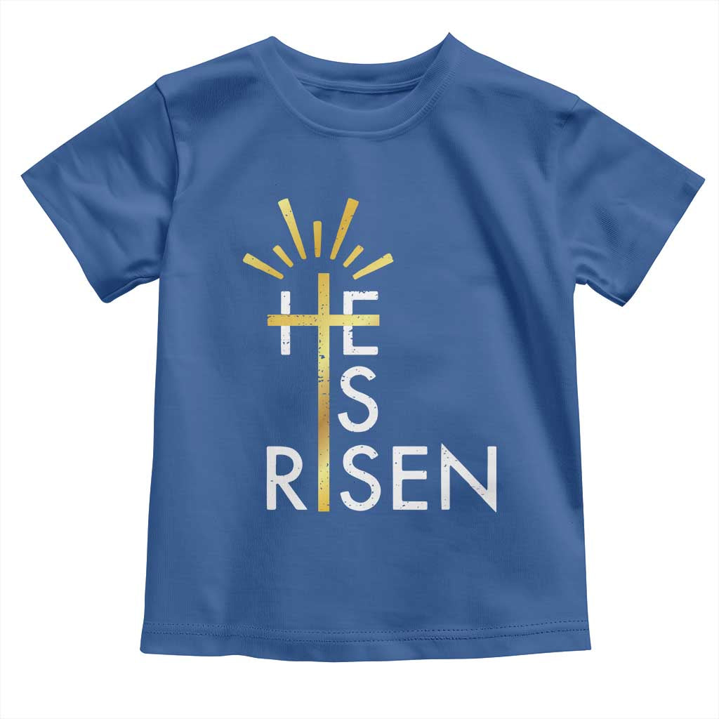 He Is Risen Toddler T Shirt Christian Easter Day Religious Bible Verse Cross TS11 Royal Blue Print Your Wear