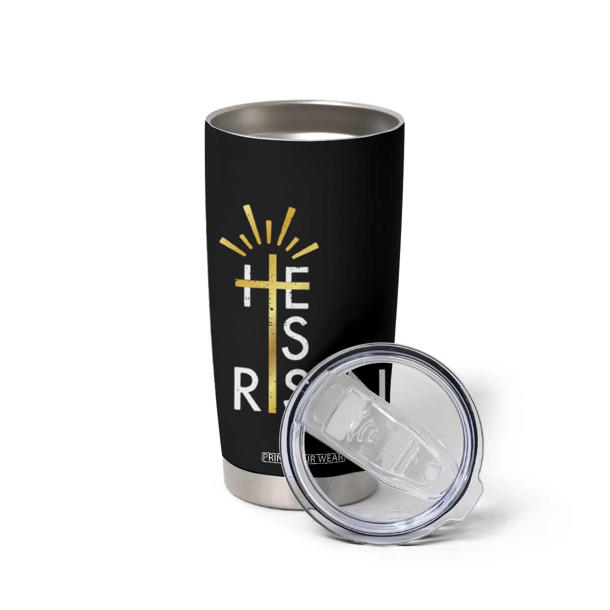 He Is Risen Tumbler Cup Christian Easter Day Religious Bible Verse Cross TS11 Print Your Wear