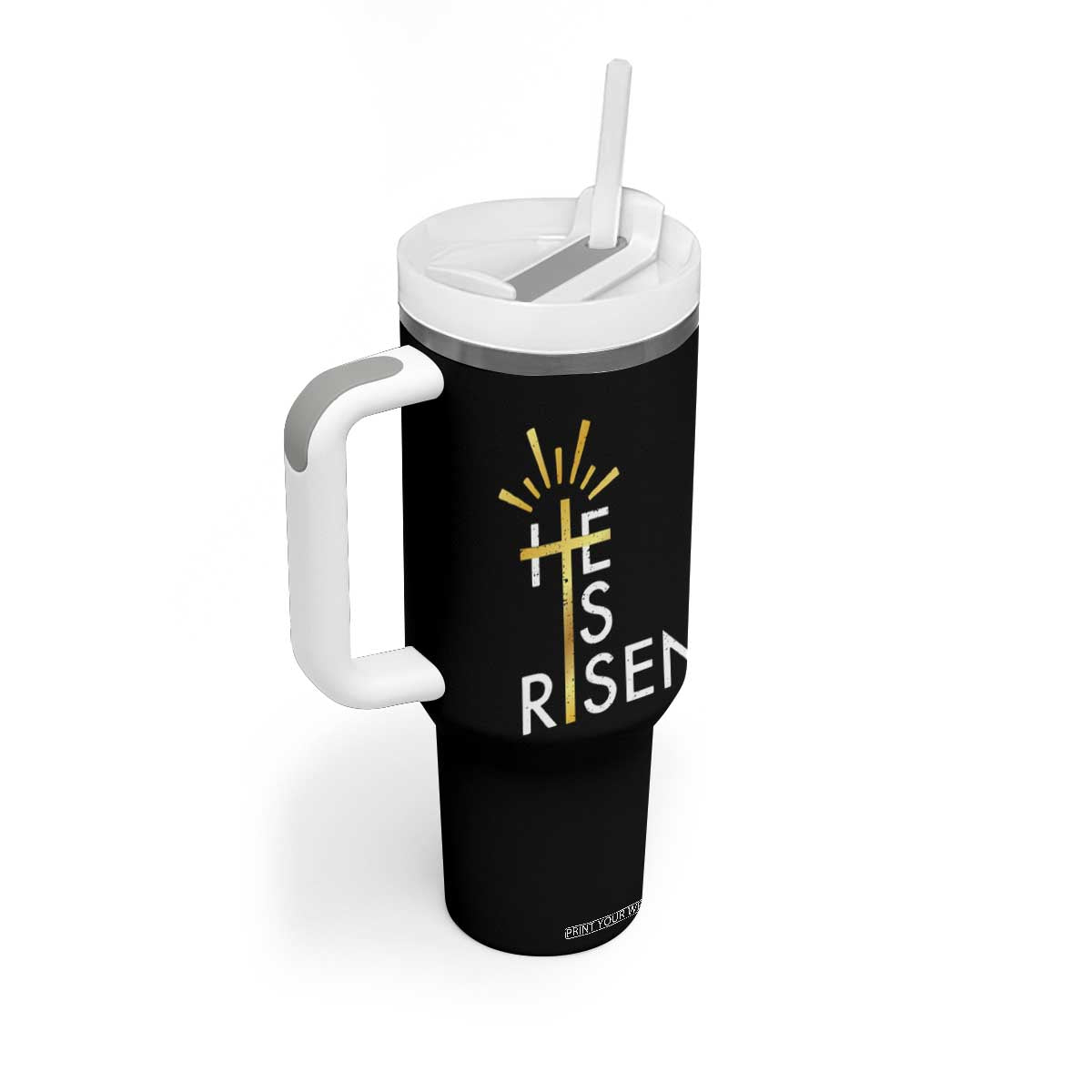 He Is Risen Tumbler With Handle Christian Easter Day Religious Bible Verse Cross TS11 Print Your Wear