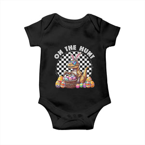 Funny Easter Day Dinosaur Bunny Baby Onesie On The Hunt Egg Hunting TS11 Black Print Your Wear