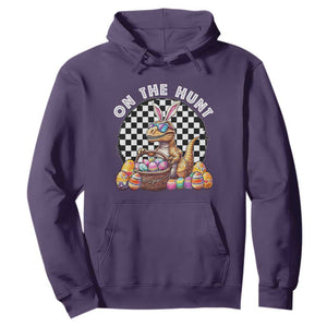 Funny Easter Day Dinosaur Bunny Hoodie On The Hunt Egg Hunting TS11 Purple Print Your Wear