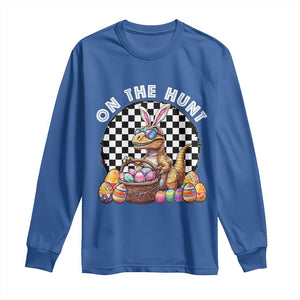Funny Easter Day Dinosaur Bunny Long Sleeve Shirt On The Hunt Egg Hunting TS11 Royal Blue Print Your Wear