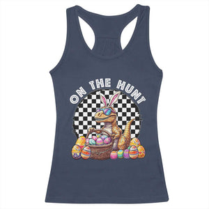 Funny Easter Day Dinosaur Bunny Racerback Tank Top On The Hunt Egg Hunting TS11 Navy Print Your Wear