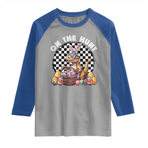 Funny Easter Day Dinosaur Bunny Raglan Shirt On The Hunt Egg Hunting TS11 Sport Gray Royal Print Your Wear