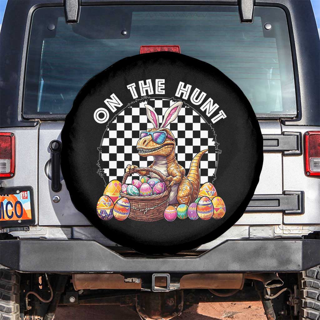 Funny Easter Day Dinosaur Bunny Spare Tire Cover On The Hunt Egg Hunting TS11 No hole Black Print Your Wear