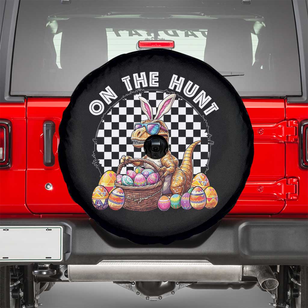 Funny Easter Day Dinosaur Bunny Spare Tire Cover On The Hunt Egg Hunting TS11 Black Print Your Wear