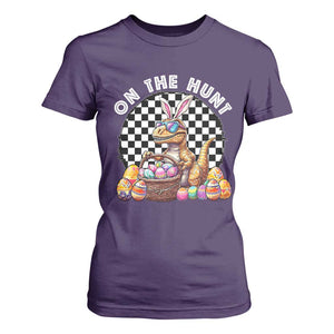 Funny Easter Day Dinosaur Bunny T Shirt For Women On The Hunt Egg Hunting TS11 Purple Print Your Wear