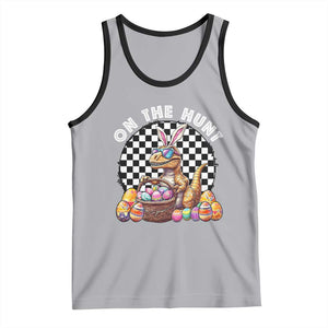 Funny Easter Day Dinosaur Bunny Tank Top On The Hunt Egg Hunting TS11 Athletic Heather Black Print Your Wear