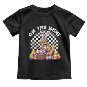 Funny Easter Day Dinosaur Bunny Toddler T Shirt On The Hunt Egg Hunting TS11 Black Print Your Wear