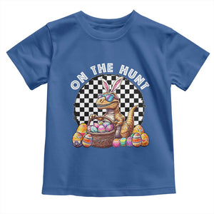Funny Easter Day Dinosaur Bunny Toddler T Shirt On The Hunt Egg Hunting TS11 Royal Blue Print Your Wear