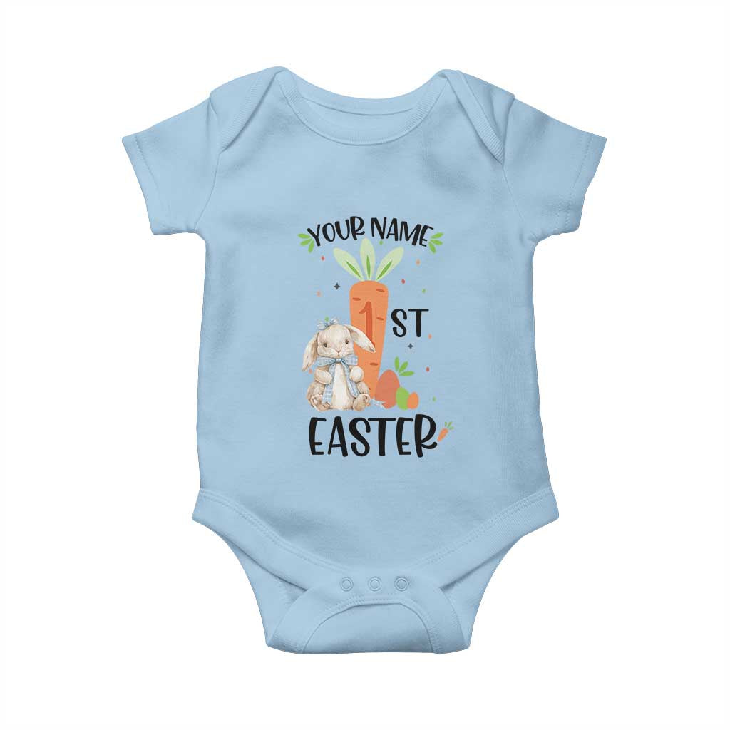 Personalized Easter Day Baby Onesie Custom Text 1st Easter Cute Bunny Carrot TS11 Light Blue Print Your Wear