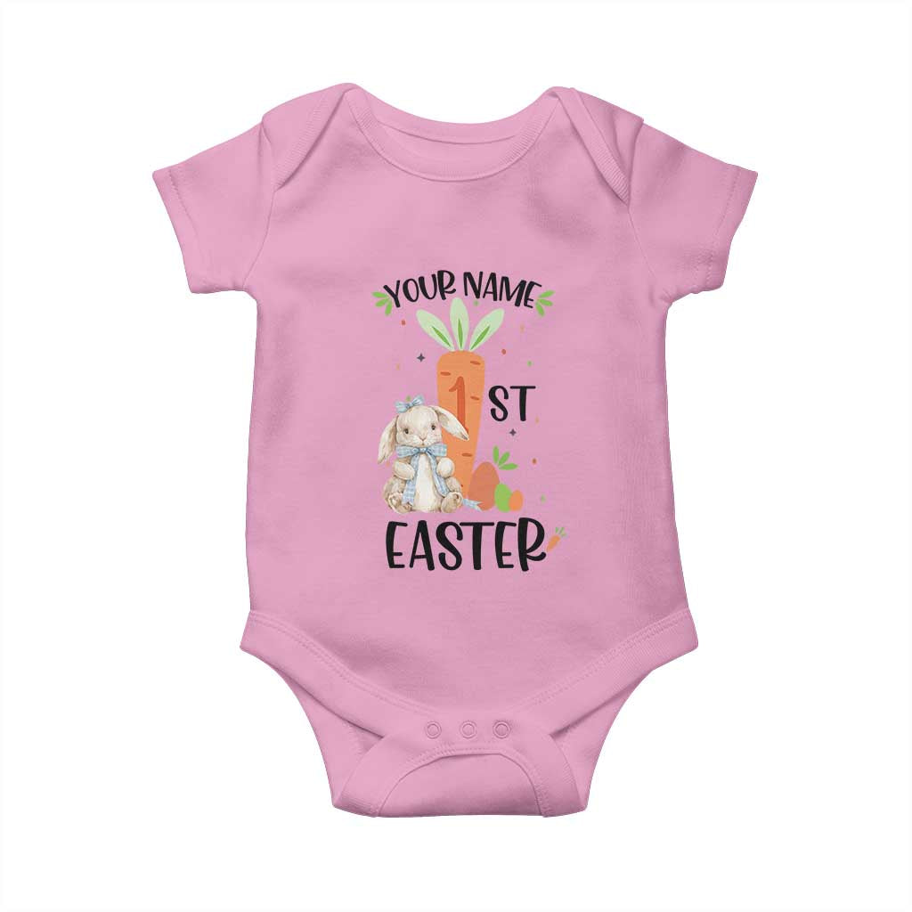 Personalized Easter Day Baby Onesie Custom Text 1st Easter Cute Bunny Carrot TS11 Light Pink Print Your Wear