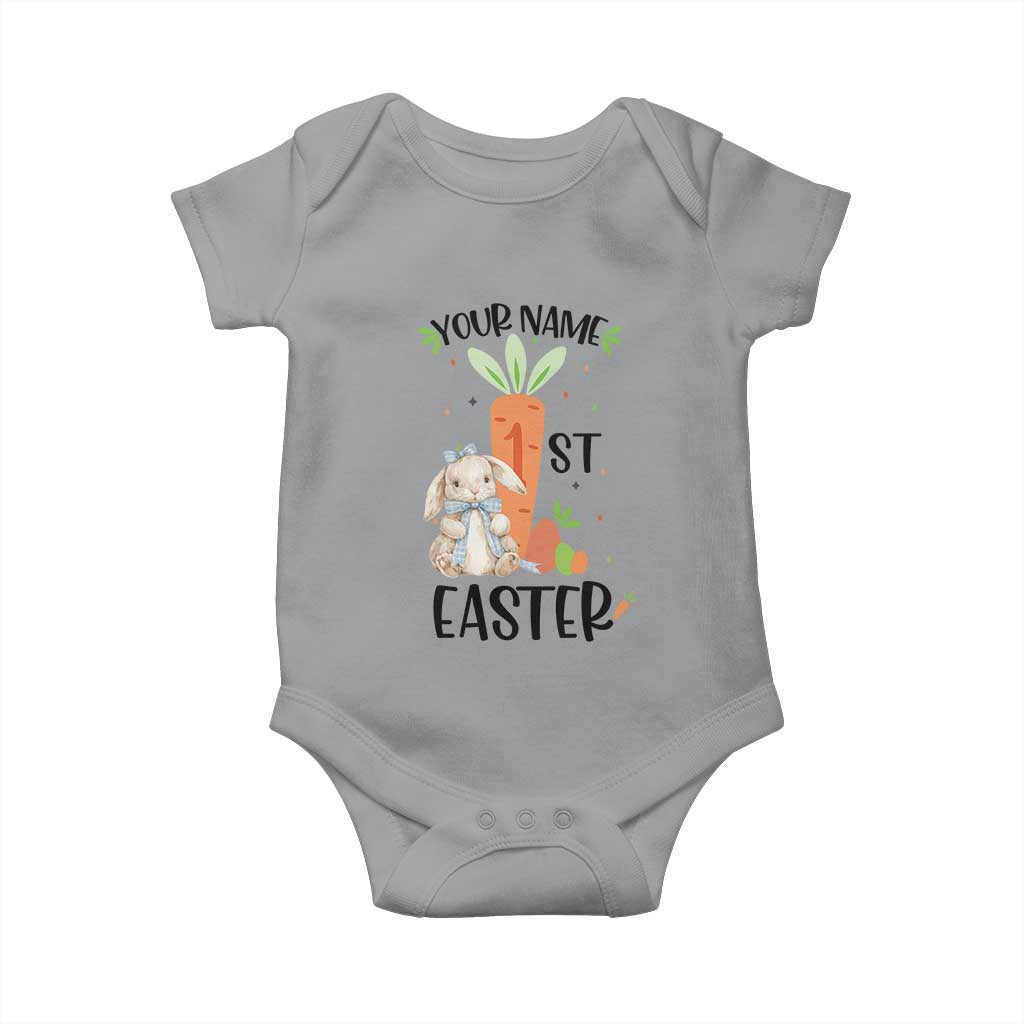 Personalized Easter Day Baby Onesie Custom Text 1st Easter Cute Bunny Carrot TS11 Sport Gray Print Your Wear