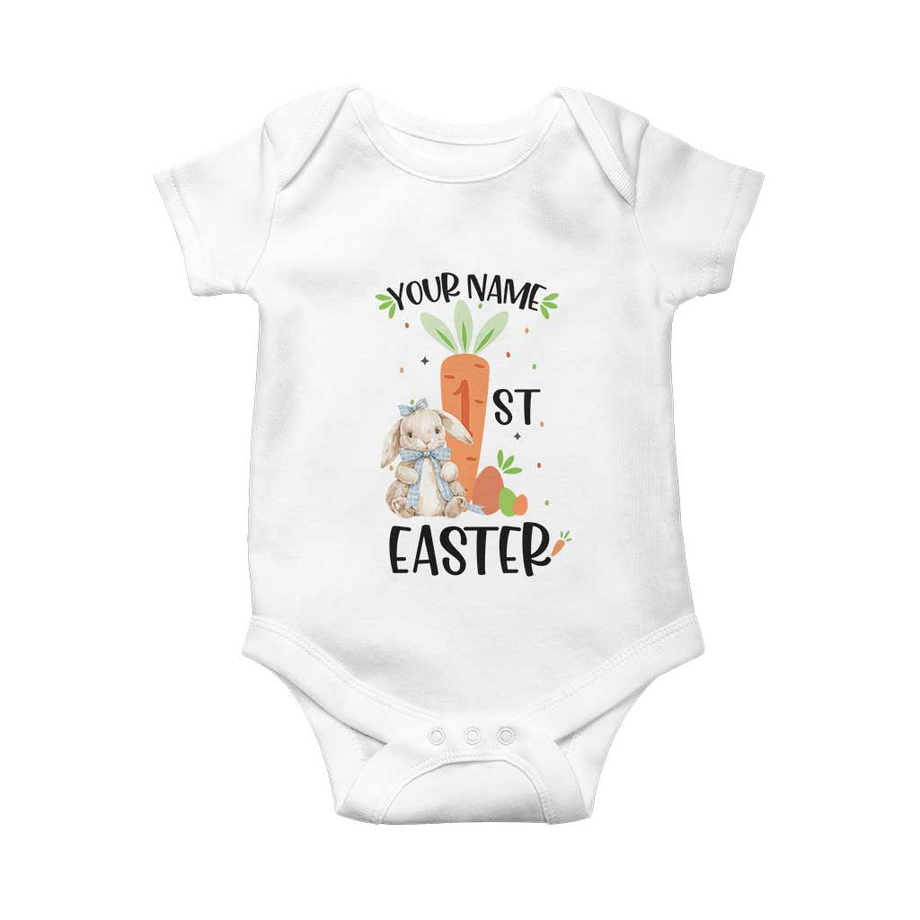 Personalized Easter Day Baby Onesie Custom Text 1st Easter Cute Bunny Carrot TS11 White Print Your Wear