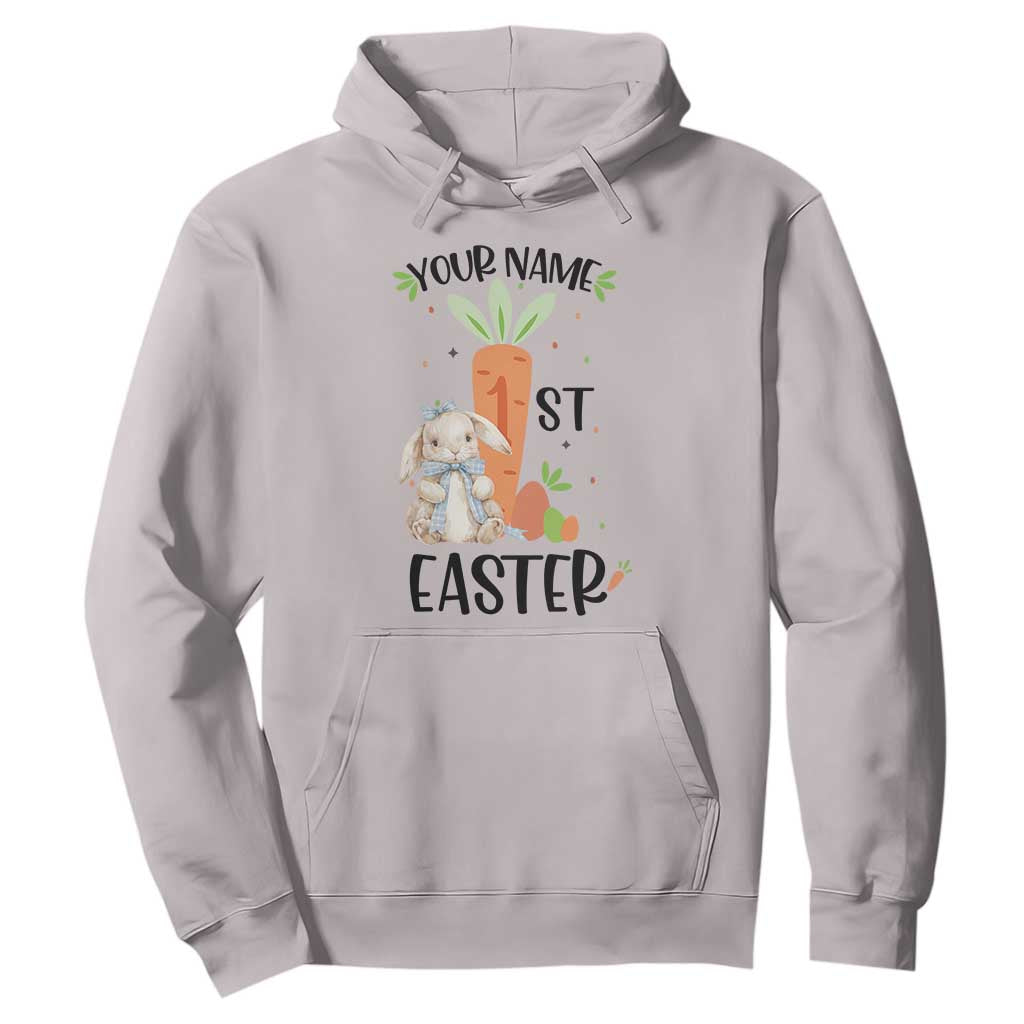 Personalized Easter Day Hoodie Custom Text 1st Easter Cute Bunny Carrot TS11 Ice Gray Print Your Wear