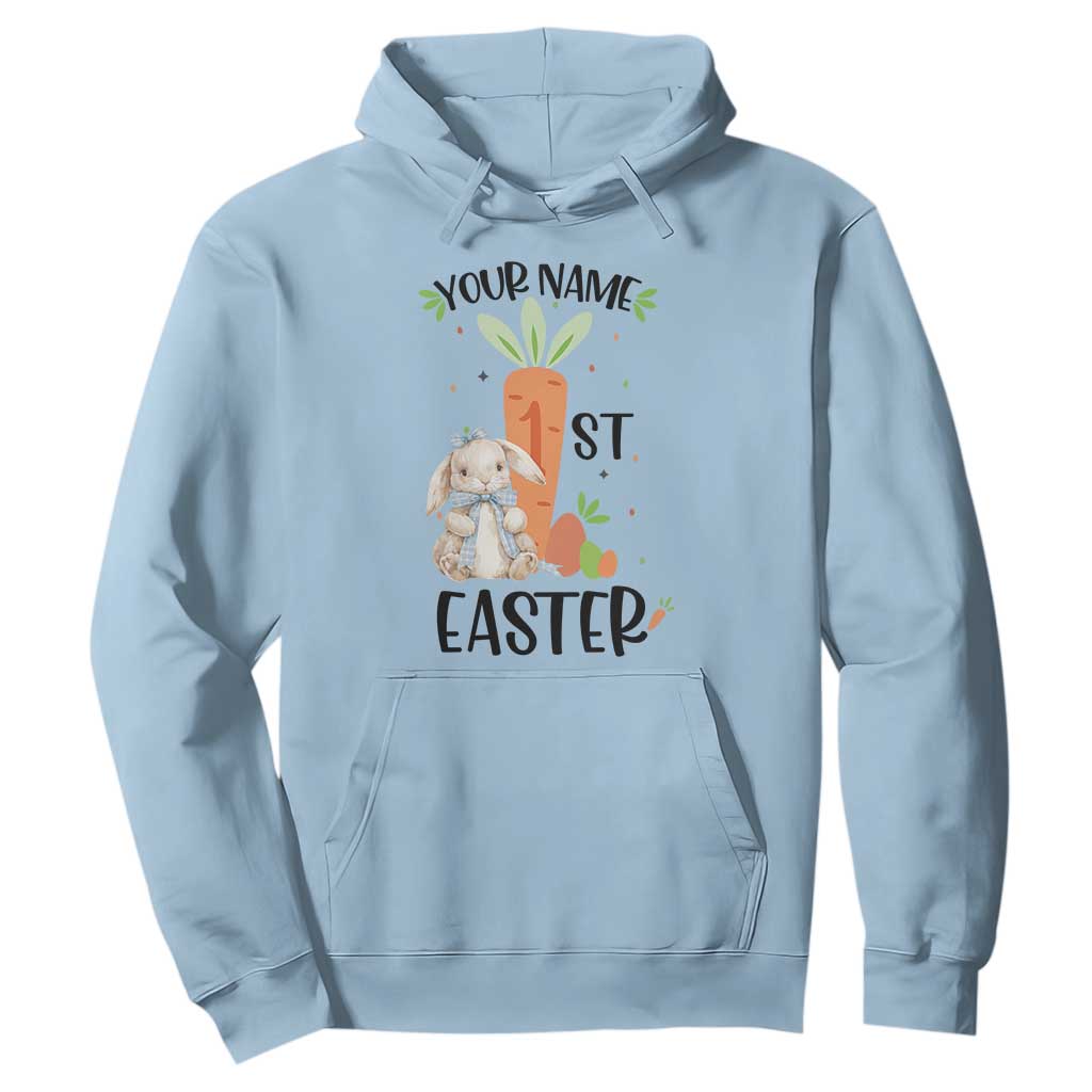 Personalized Easter Day Hoodie Custom Text 1st Easter Cute Bunny Carrot TS11 Light Blue Print Your Wear