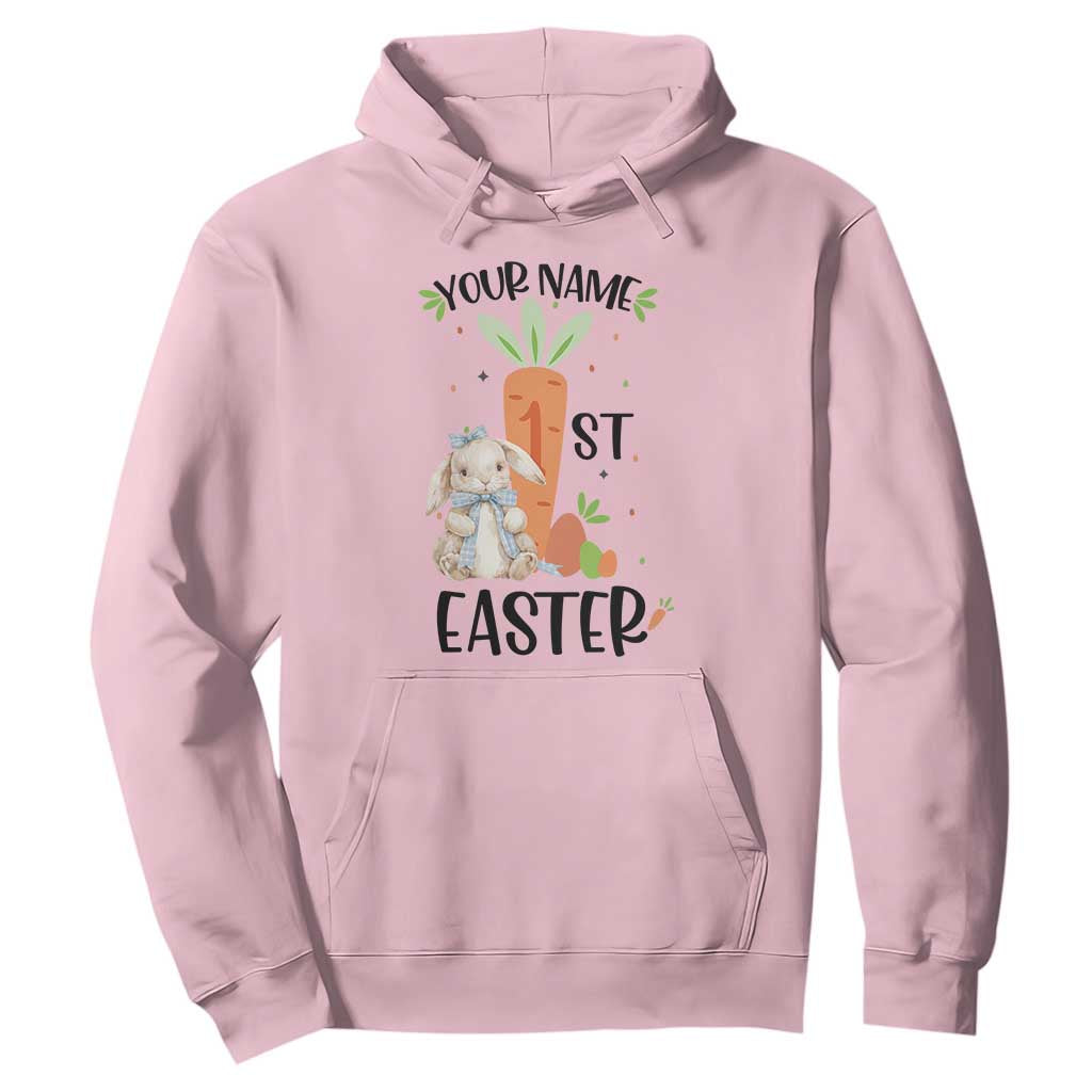 Personalized Easter Day Hoodie Custom Text 1st Easter Cute Bunny Carrot TS11 Light Pink Print Your Wear