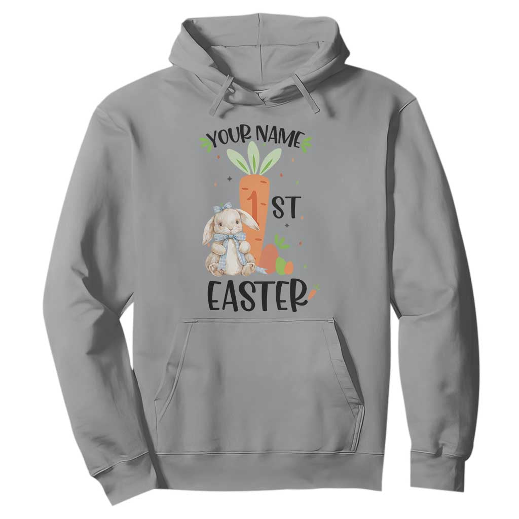 Personalized Easter Day Hoodie Custom Text 1st Easter Cute Bunny Carrot TS11 Sport Gray Print Your Wear