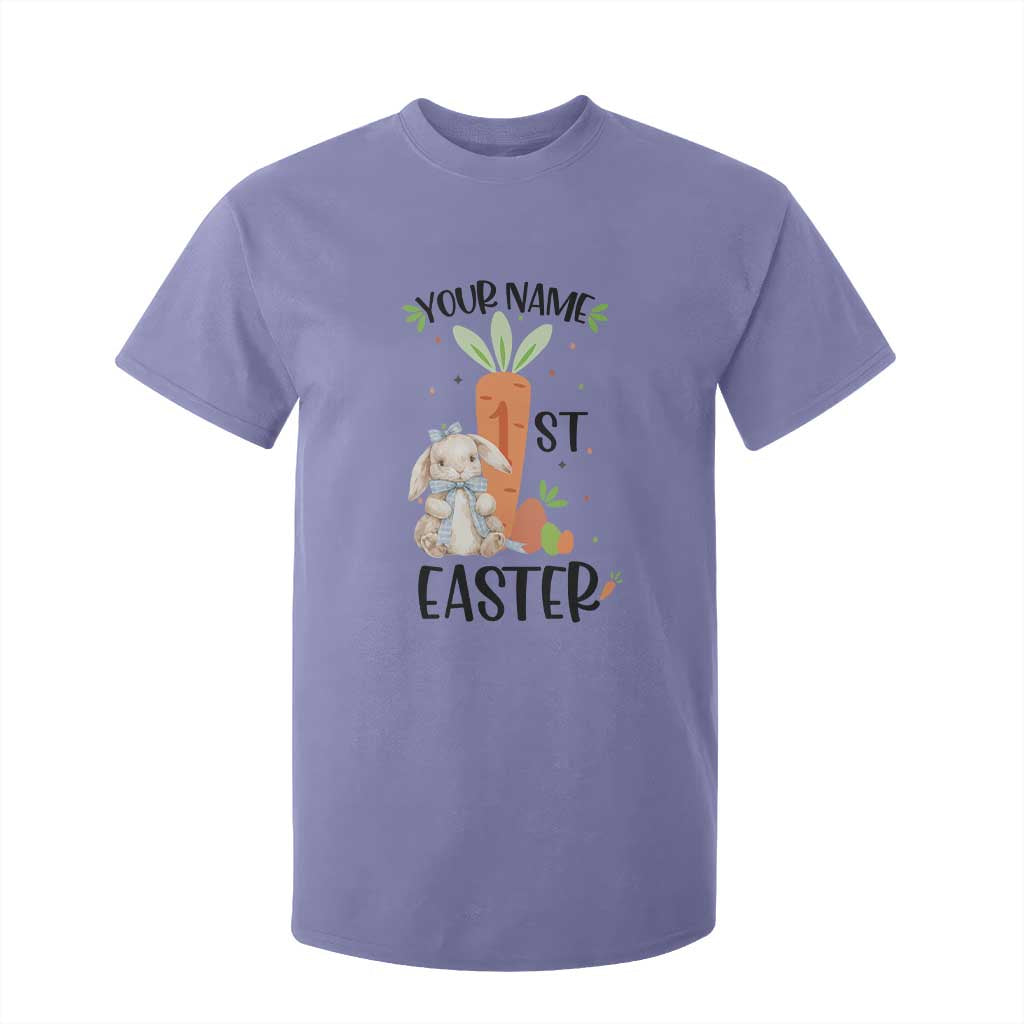 Personalized Easter Day T Shirt For Kid Custom Text 1st Easter Cute Bunny Carrot TS11 Violet Print Your Wear