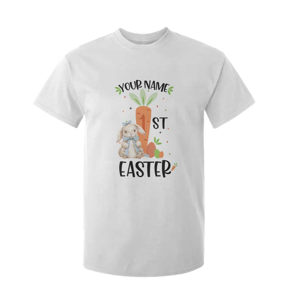 Personalized Easter Day T Shirt For Kid Custom Text 1st Easter Cute Bunny Carrot TS11 White Print Your Wear