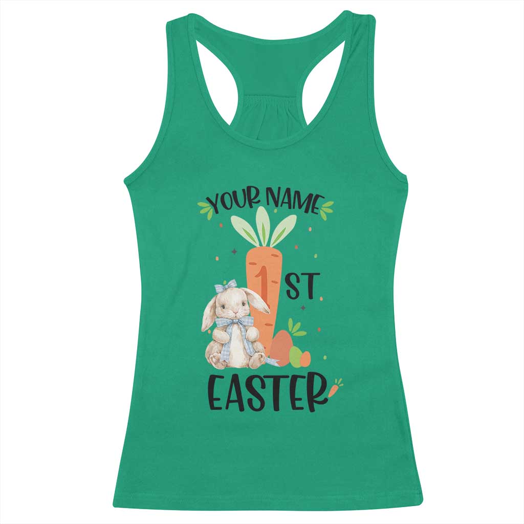 Personalized Easter Day Racerback Tank Top Custom Text 1st Easter Cute Bunny Carrot TS11 Irish Green Print Your Wear