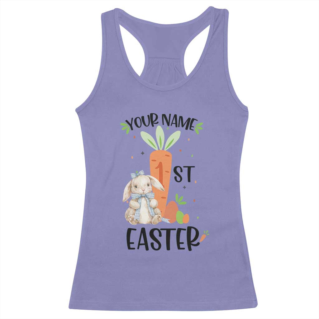 Personalized Easter Day Racerback Tank Top Custom Text 1st Easter Cute Bunny Carrot TS11 Violet Print Your Wear