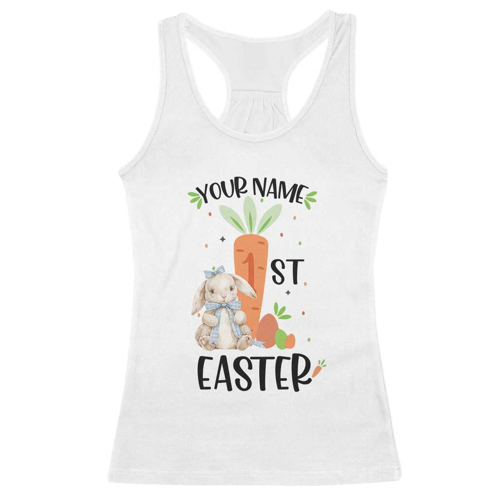 Personalized Easter Day Racerback Tank Top Custom Text 1st Easter Cute Bunny Carrot TS11 White Print Your Wear