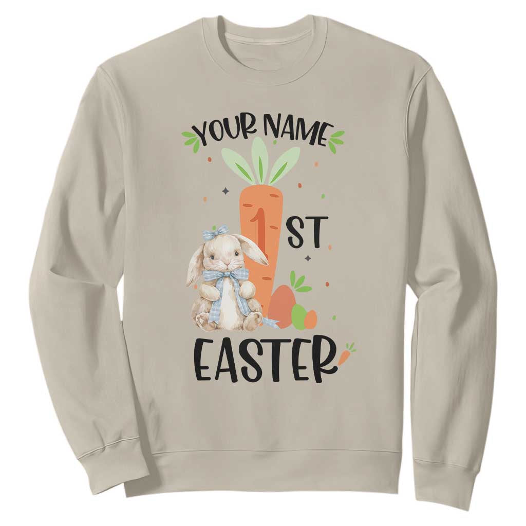 Personalized Easter Day Sweatshirt Custom Text 1st Easter Cute Bunny Carrot TS11 Sand Print Your Wear