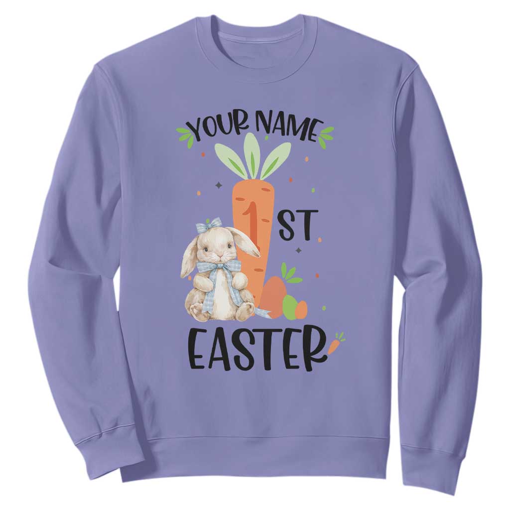 Personalized Easter Day Sweatshirt Custom Text 1st Easter Cute Bunny Carrot TS11 Violet Print Your Wear