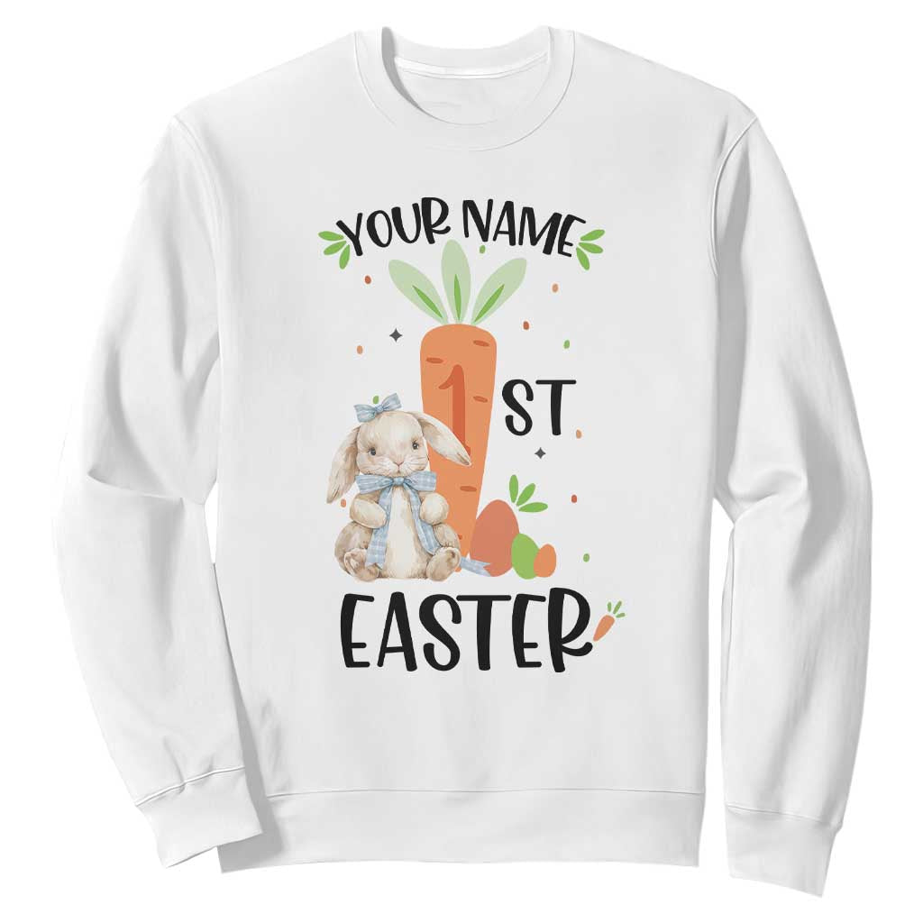 Personalized Easter Day Sweatshirt Custom Text 1st Easter Cute Bunny Carrot TS11 White Print Your Wear