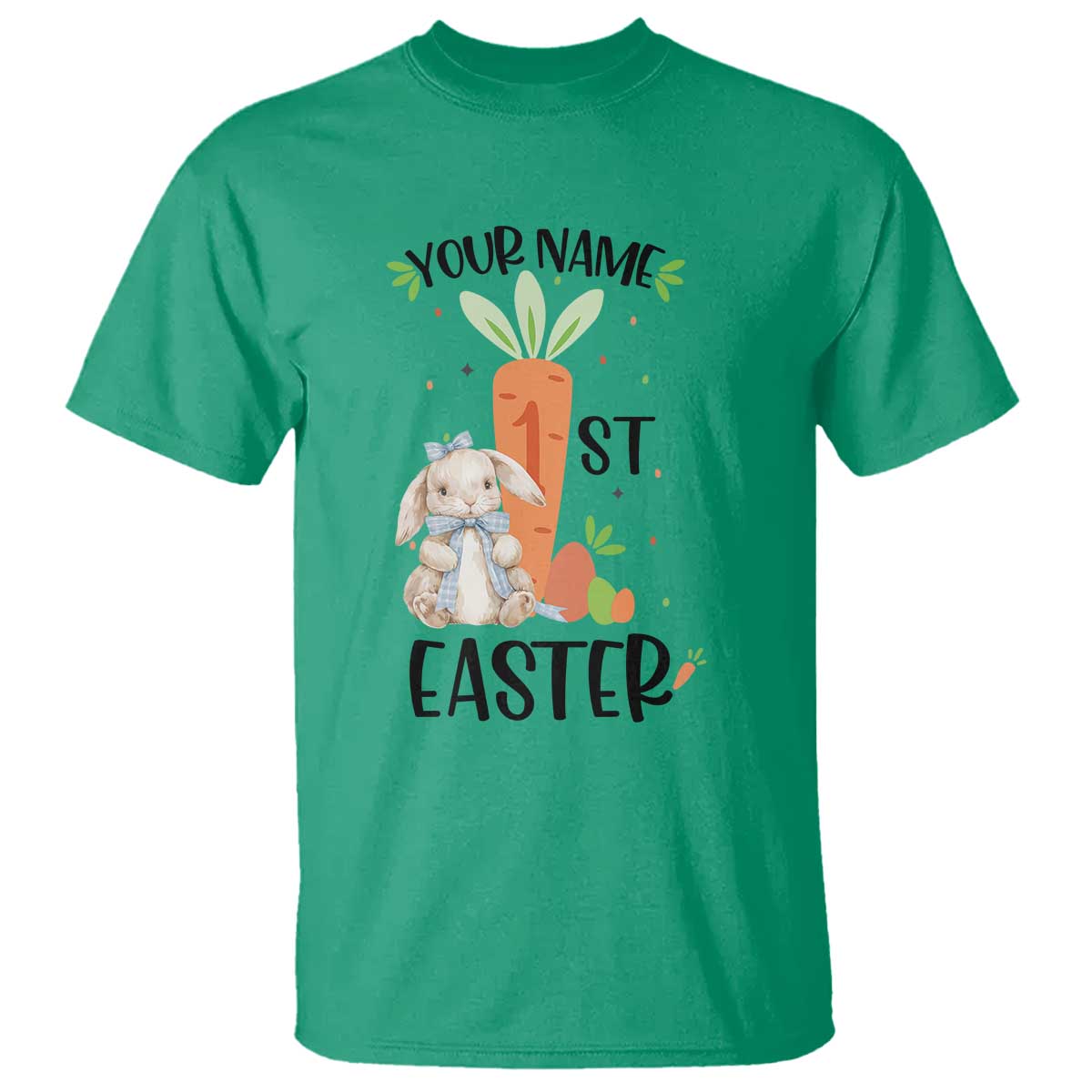 Personalized Easter Day T Shirt Custom Text 1st Easter Cute Bunny Carrot TS11 Irish Green Print Your Wear