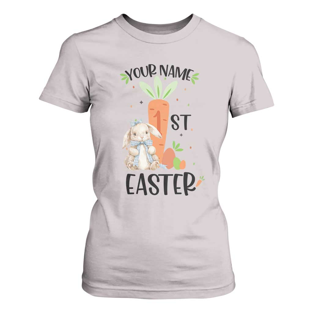 Personalized Easter Day T Shirt For Women Custom Text 1st Easter Cute Bunny Carrot TS11 Ice Gray Print Your Wear