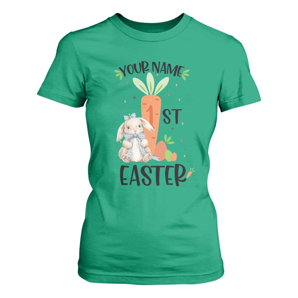 Personalized Easter Day T Shirt For Women Custom Text 1st Easter Cute Bunny Carrot TS11 Irish Green Print Your Wear