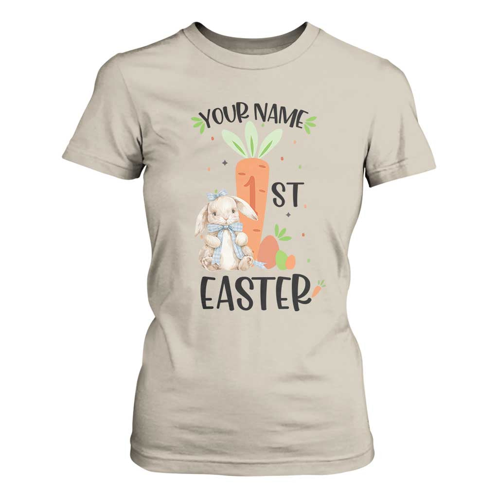 Personalized Easter Day T Shirt For Women Custom Text 1st Easter Cute Bunny Carrot TS11 Sand Print Your Wear
