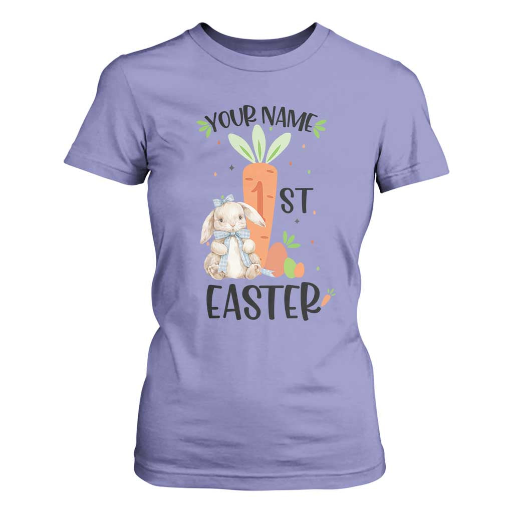 Personalized Easter Day T Shirt For Women Custom Text 1st Easter Cute Bunny Carrot TS11 Violet Print Your Wear